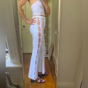 Eckhaus Latta White Crochet Knit Pants- Size Small